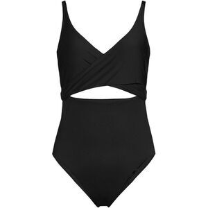 Land's End One piece swimsuit Monokini cutout v-neck ultra high leg black Var